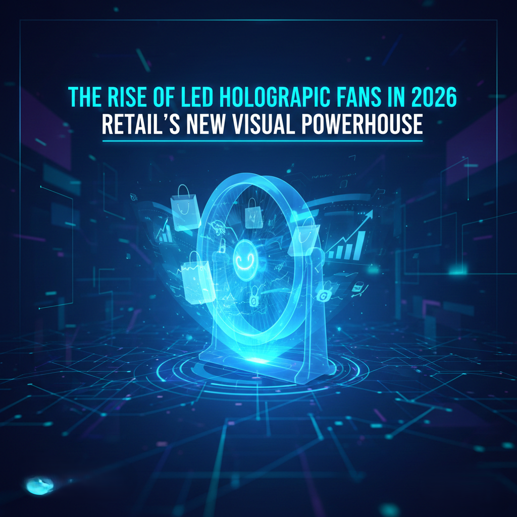 LED holographic fan in retail environment
